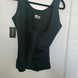 New Frederick's of Hollywood Black Corset Shaper Tank Top Eyelet Detail 1X 2X